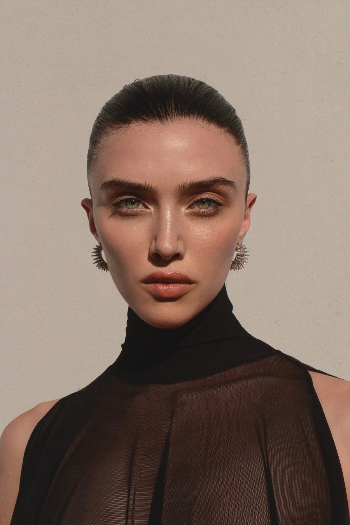 Feggeri Ahinos Sterling Silver Spike Earrings worn by a model