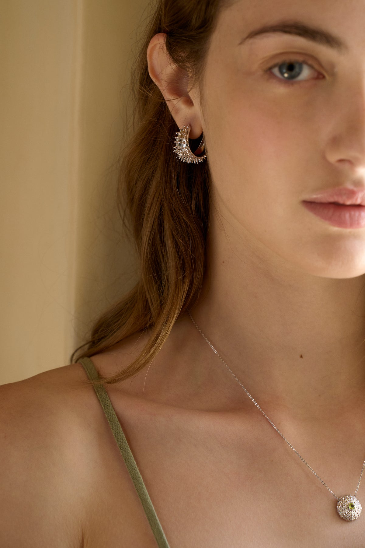 Feggeri Ahinos Sterling Silver Spike Earrings worn by a model