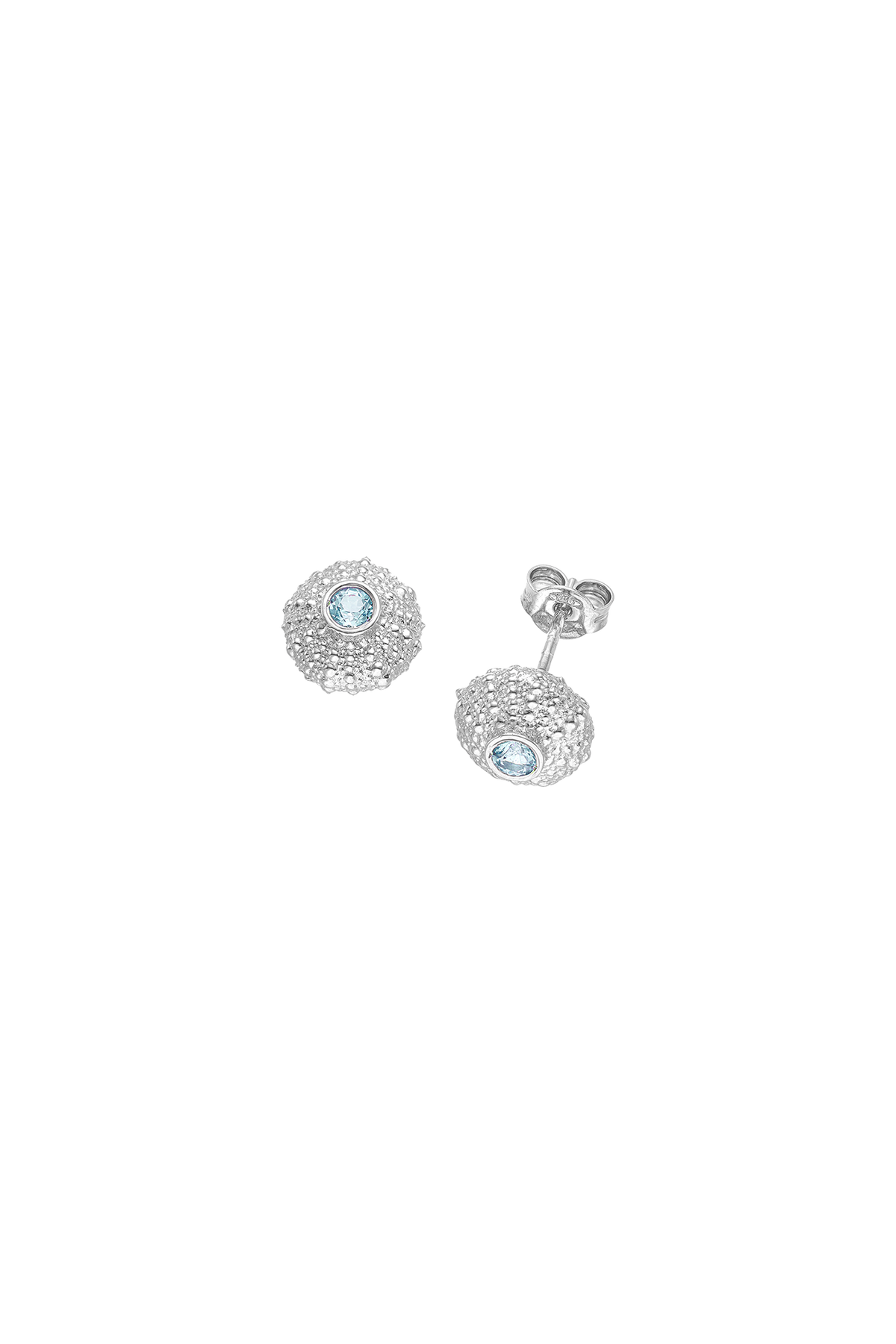 Feggeri Ahinos Sterling Silver Topaz Stud Earrings