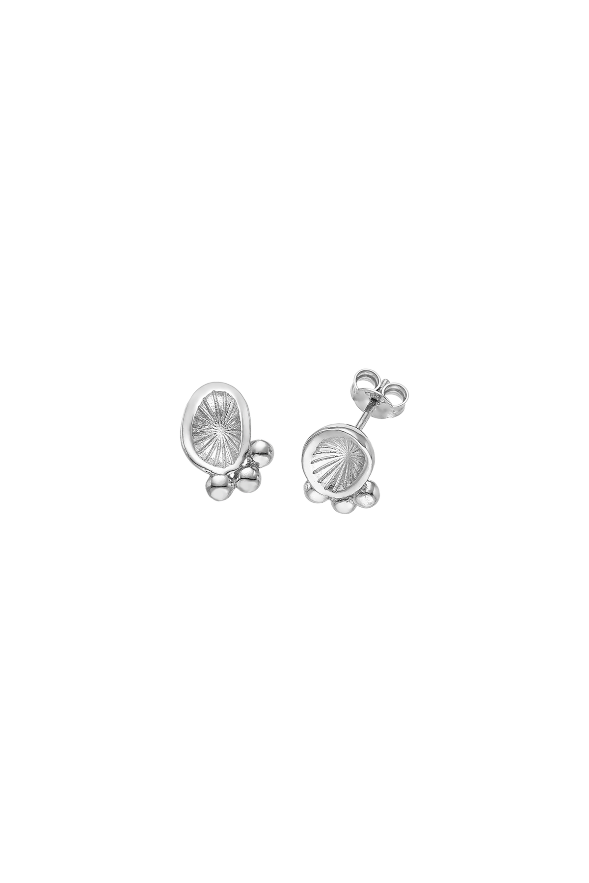 Feggeri Ahinos Sterling Silver Triad Stud Earrings