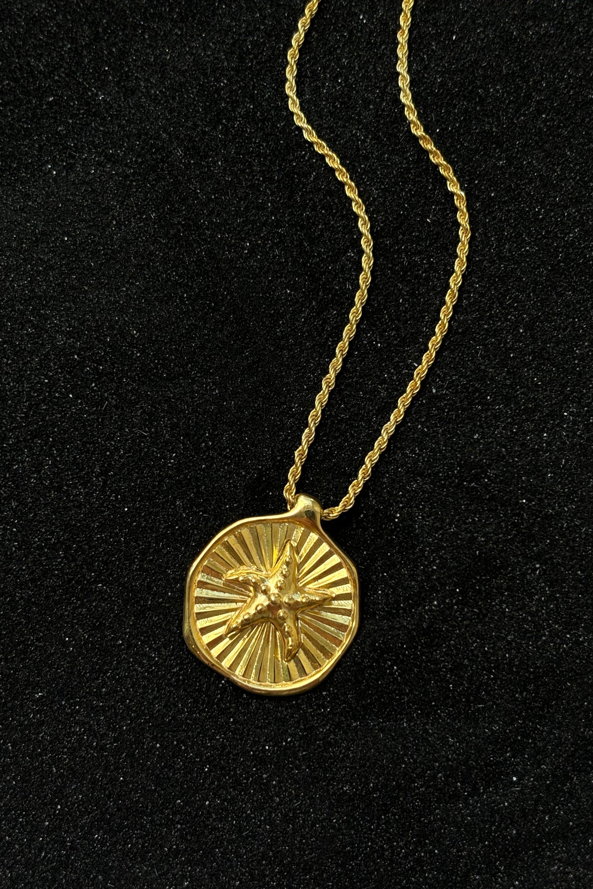 Feggeri Astra starfish necklace in gold vermeil on dark stone